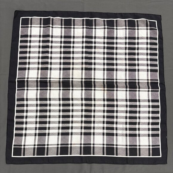 Vintage Black & White Plaid Woven Textile Headwear Scarf - Picture 1 of 5